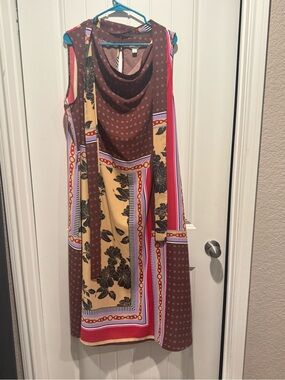 Cato’s Silky Summer Dress with scarf/belt XL